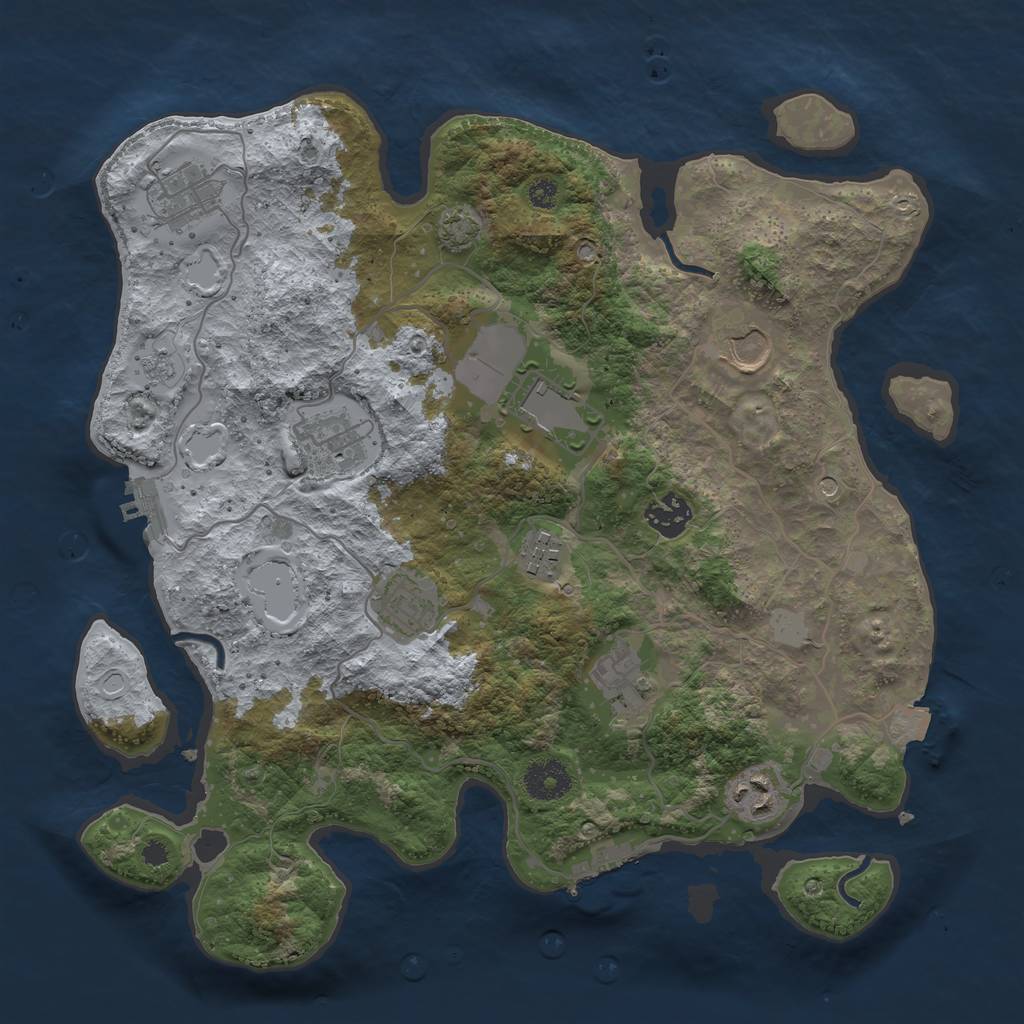 Rust Map: Procedural Map, Size: 3500, Seed: 2105941948, 17 Monuments