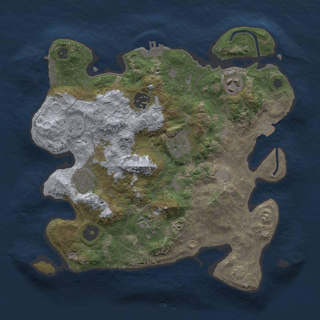 Rust Map: Procedural Map, Size: 3000, Seed: 521973888, 13 Monuments