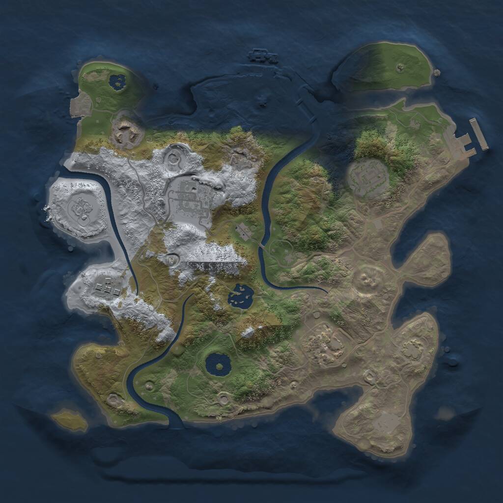 Rust Map: Procedural Map, Size: 3000, Seed: 521973888, 12 Monuments