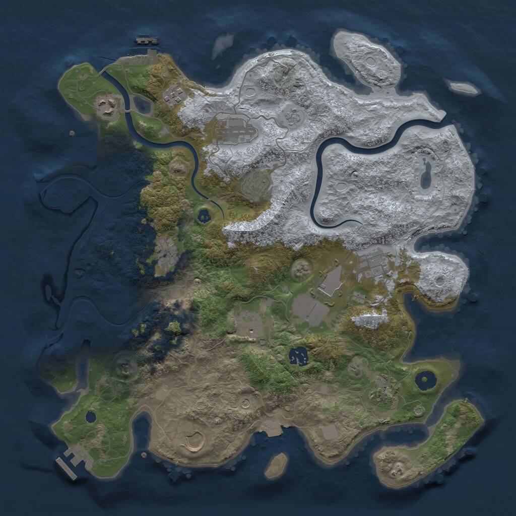 Rust Map: Procedural Map, Size: 3850, Seed: 90211, 17 Monuments