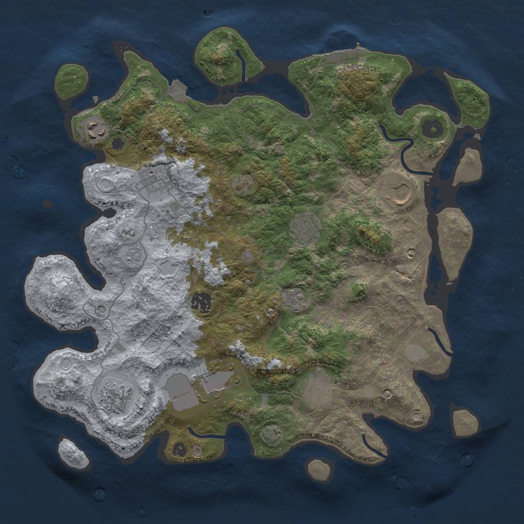 Rust Map: Procedural Map, Size: 3750, Seed: 669132532, 16 Monuments