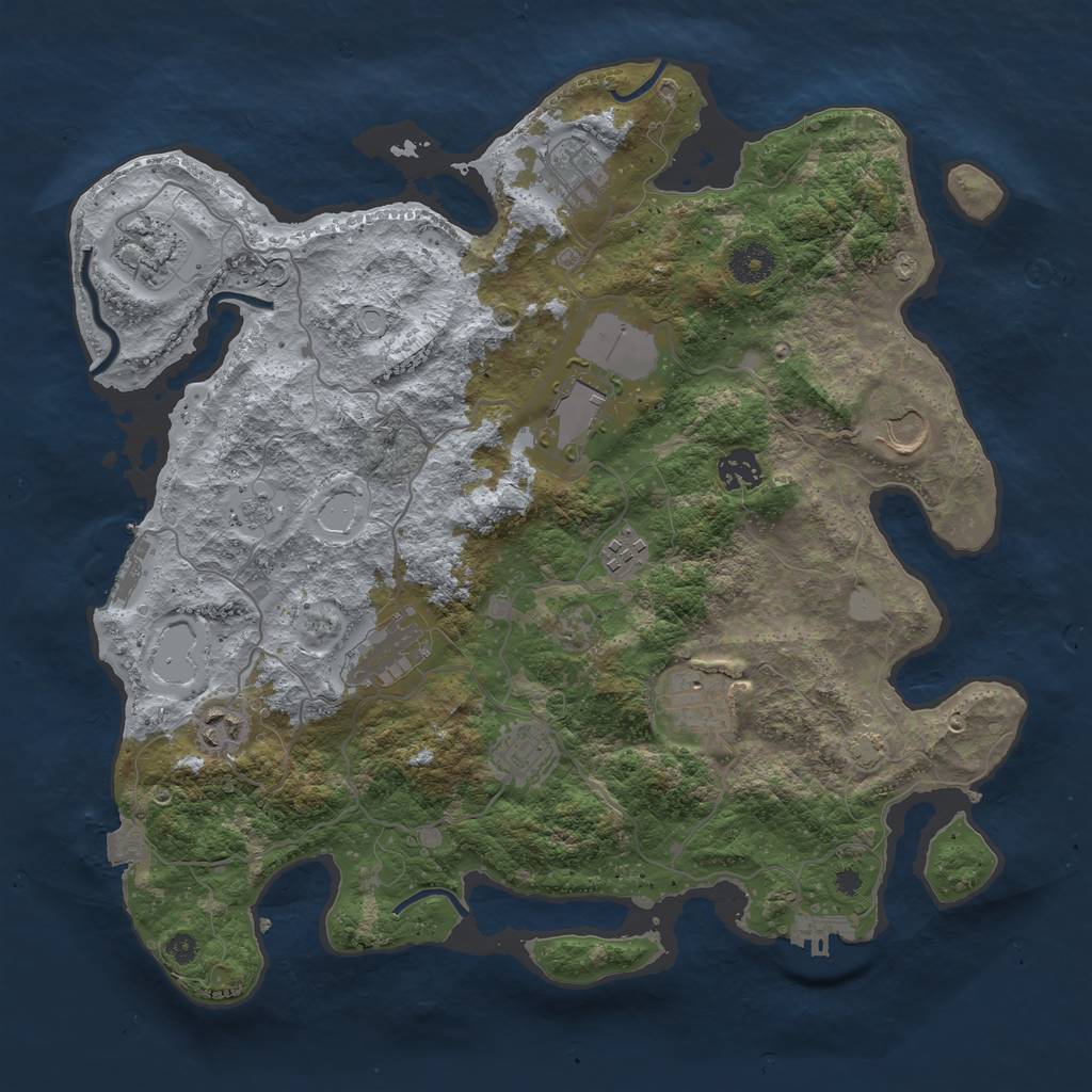 Rust Map: Procedural Map, Size: 3750, Seed: 1987266170, 17 Monuments