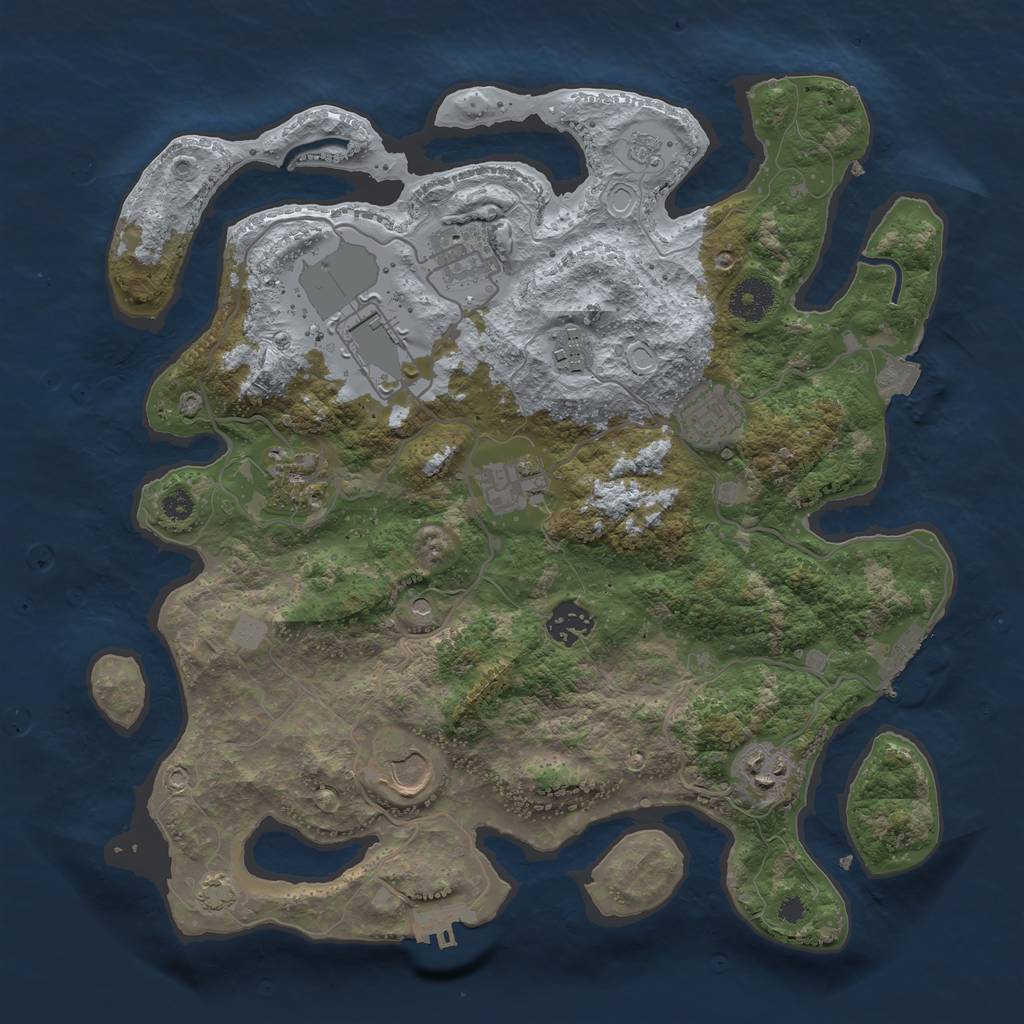 Rust Map: Procedural Map, Size: 3500, Seed: 7821239, 17 Monuments