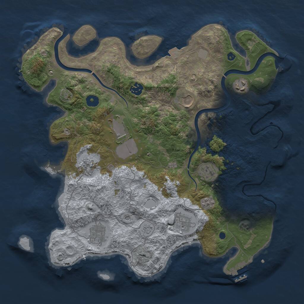 Rust Map: Procedural Map, Size: 3700, Seed: 1477891387, 15 Monuments