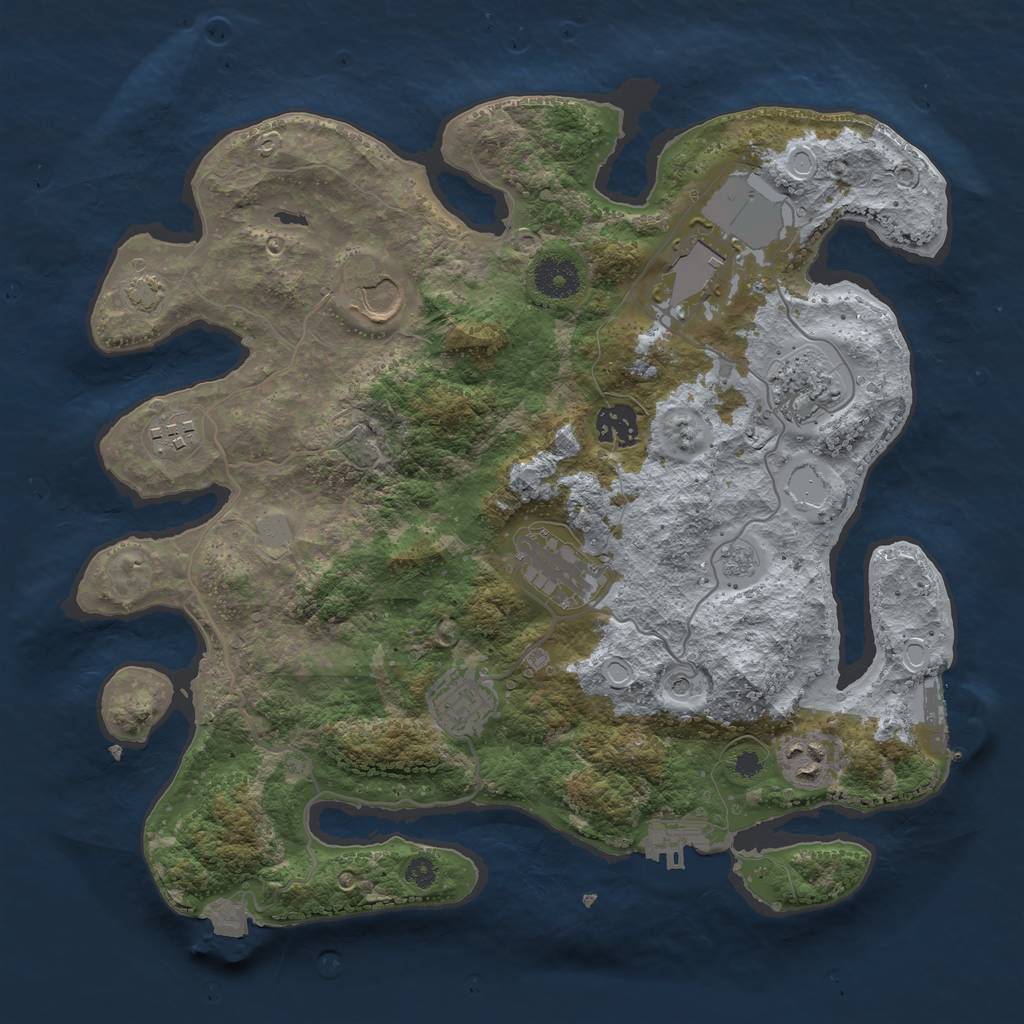 Rust Map: Procedural Map, Size: 3500, Seed: 825686053, 16 Monuments