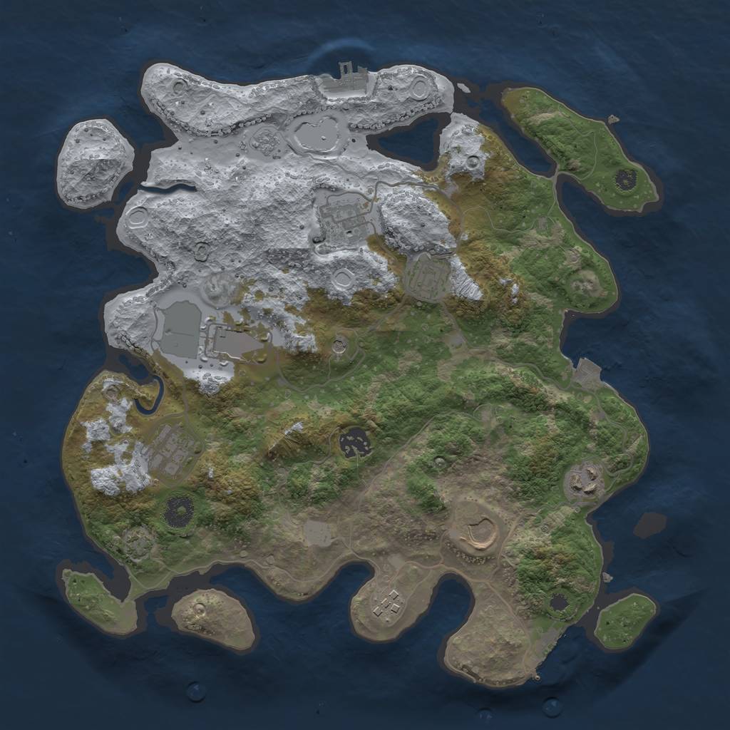 Rust Map: Procedural Map, Size: 3500, Seed: 972543, 16 Monuments