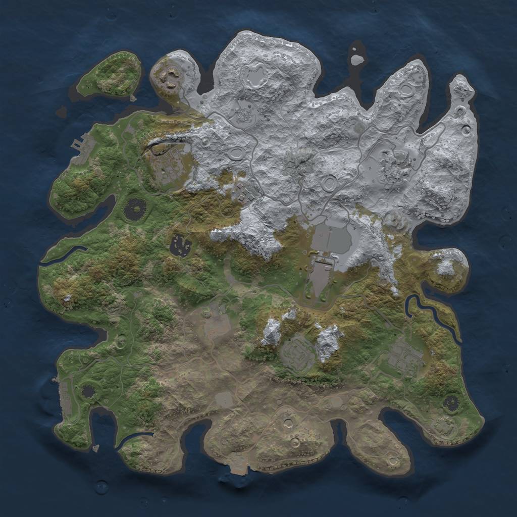 Rust Map: Procedural Map, Size: 3500, Seed: 76757120, 17 Monuments