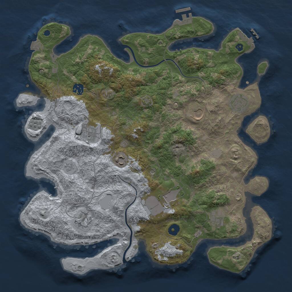 Rust Map: Procedural Map, Size: 3900, Seed: 2008773, 15 Monuments