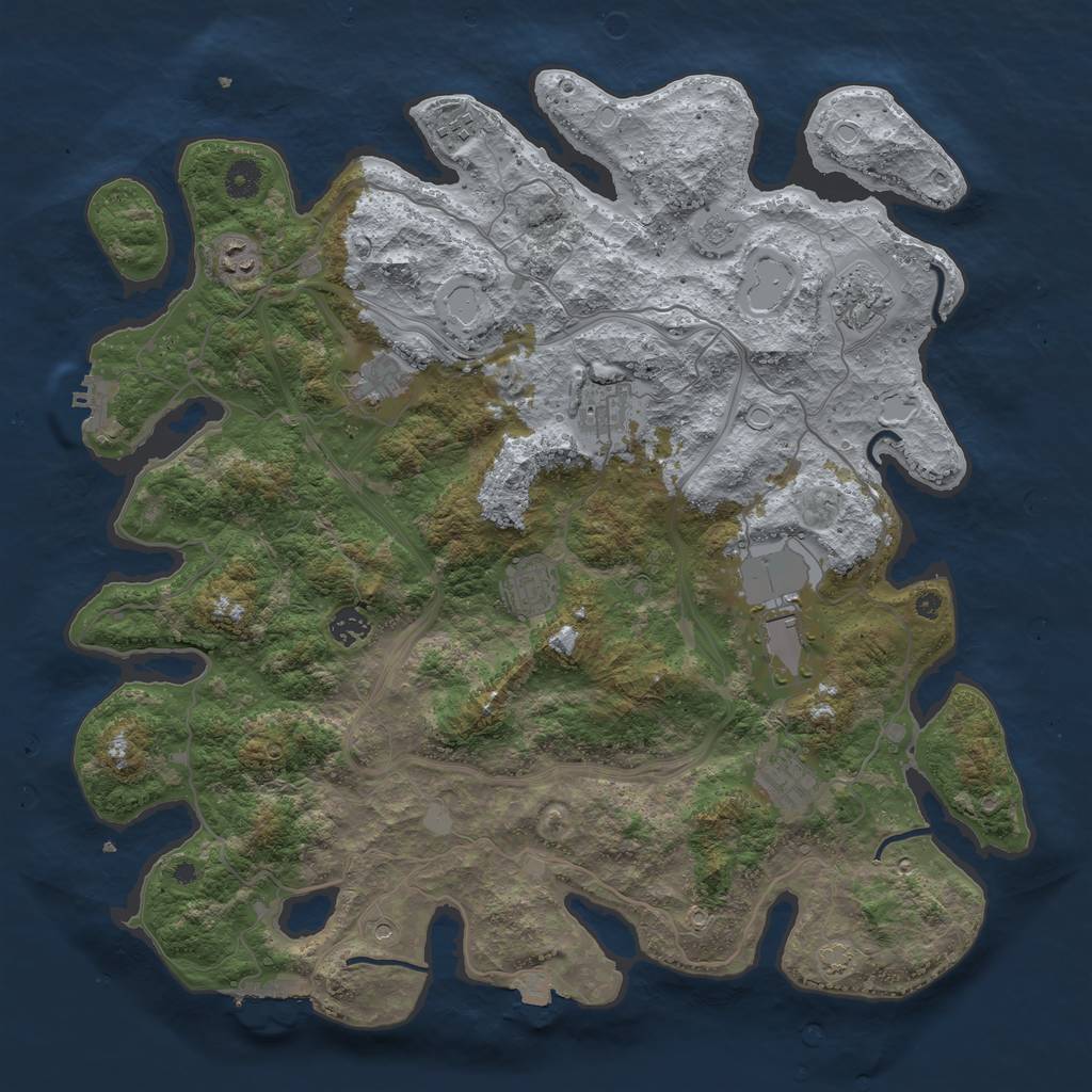 Rust Map: Procedural Map, Size: 4300, Seed: 77824511, 17 Monuments