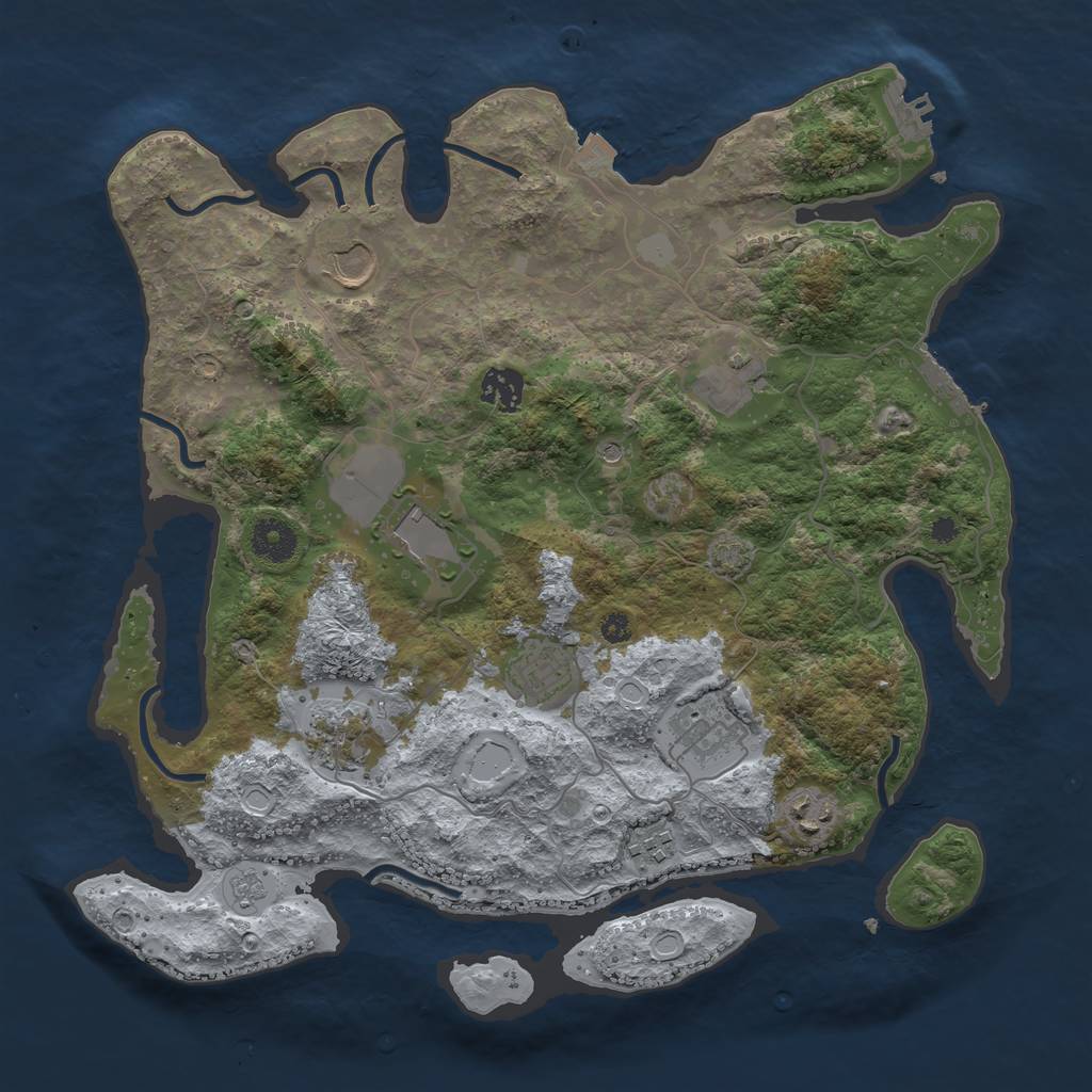 Rust Map: Procedural Map, Size: 3650, Seed: 60362631, 17 Monuments