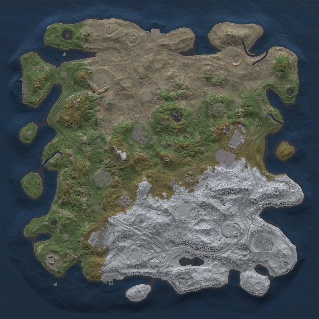 Rust Map: Procedural Map, Size: 4300, Seed: 54395650, 19 Monuments
