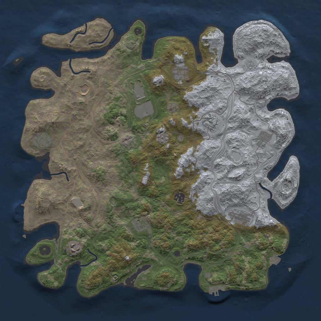 Rust Map: Procedural Map, Size: 4400, Seed: 91775, 19 Monuments