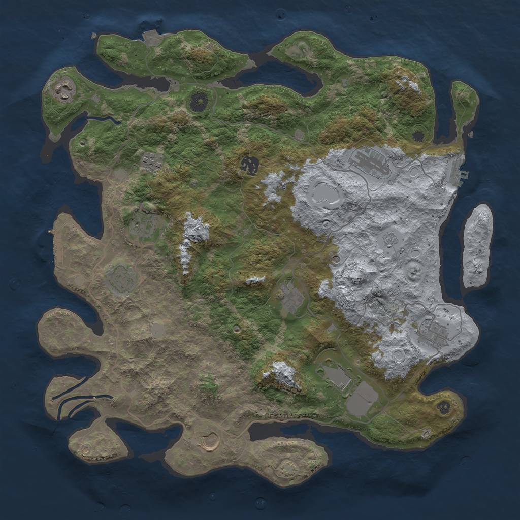 Rust Map: Procedural Map, Size: 4100, Seed: 44046222, 18 Monuments