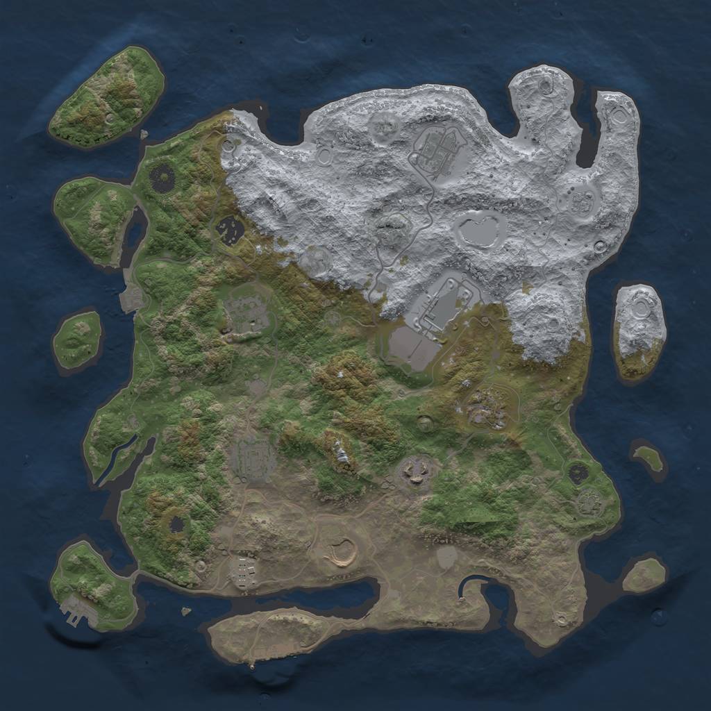 Rust Map: Procedural Map, Size: 3850, Seed: 47561946, 17 Monuments