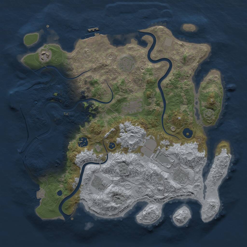 Rust Map: Procedural Map, Size: 3700, Seed: 32040303, 14 Monuments