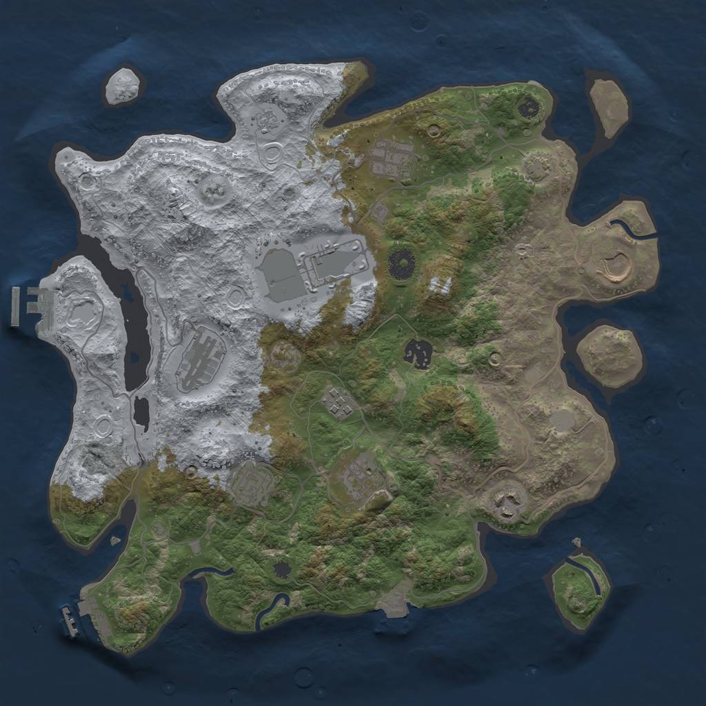 Rust Map: Procedural Map, Size: 3600, Seed: 4419171, 16 Monuments