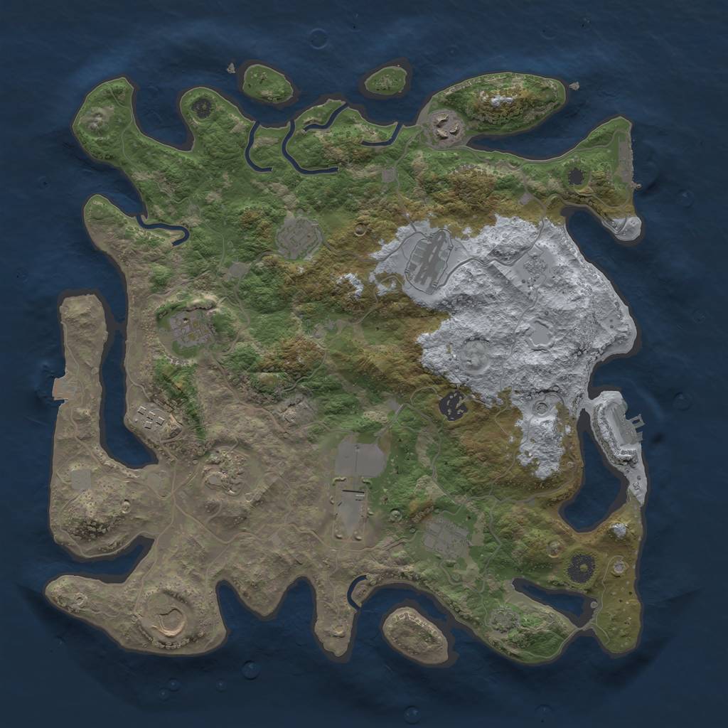 Rust Map: Procedural Map, Size: 3850, Seed: 20750446, 18 Monuments