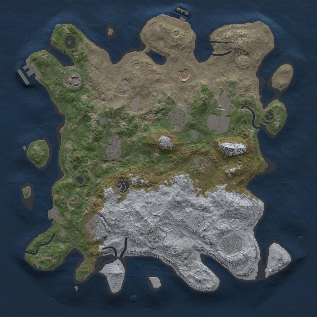 Rust Map: Procedural Map, Size: 3750, Seed: 729348572, 16 Monuments