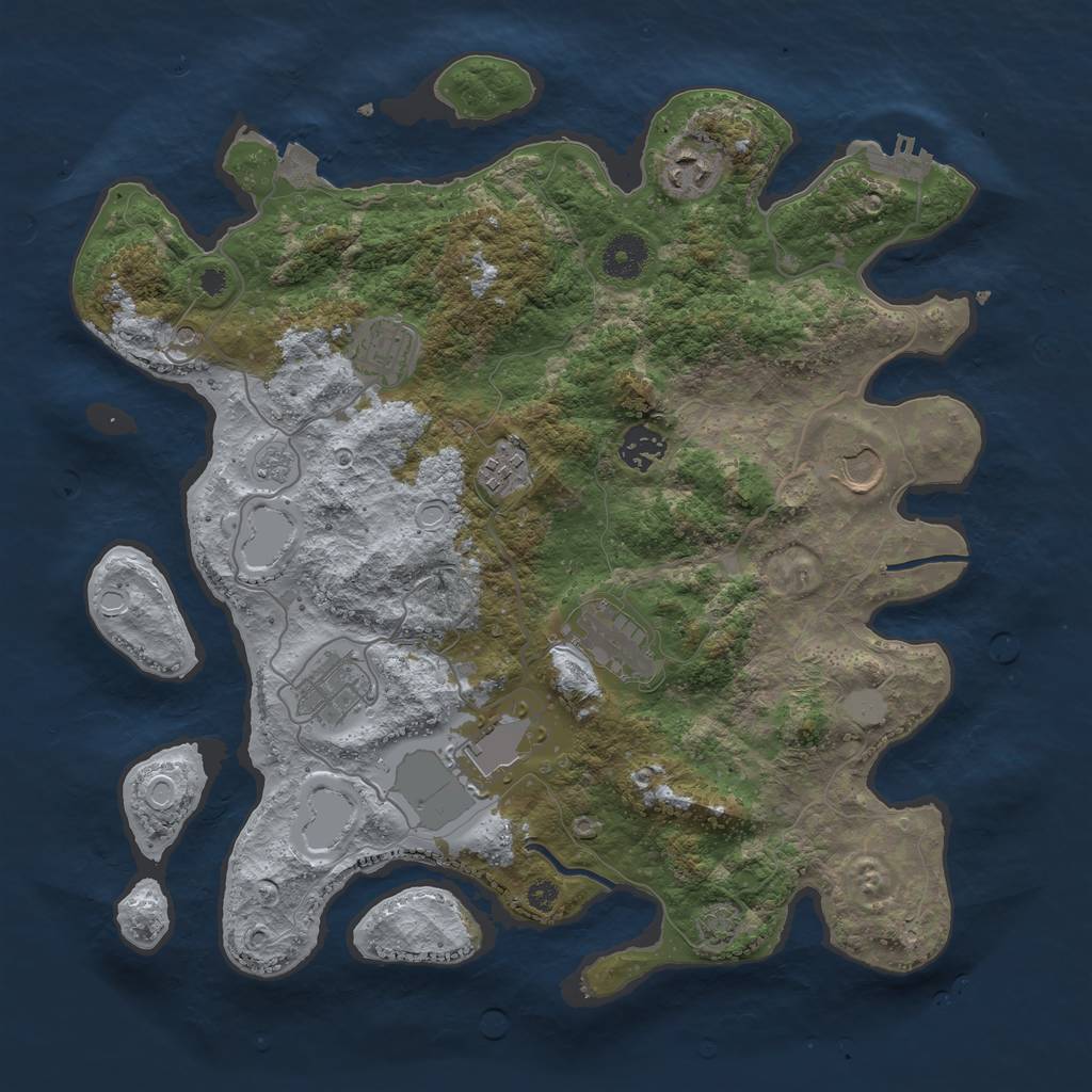 Rust Map: Procedural Map, Size: 3650, Seed: 34259339, 15 Monuments