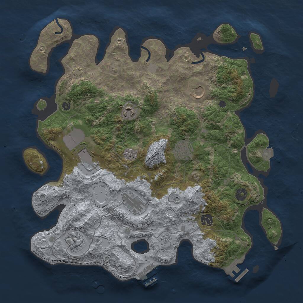 Rust Map: Procedural Map, Size: 3650, Seed: 75796681, 14 Monuments