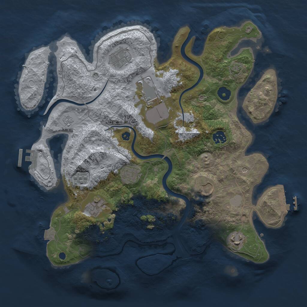 Rust Map: Procedural Map, Size: 3500, Seed: 61682813, 14 Monuments