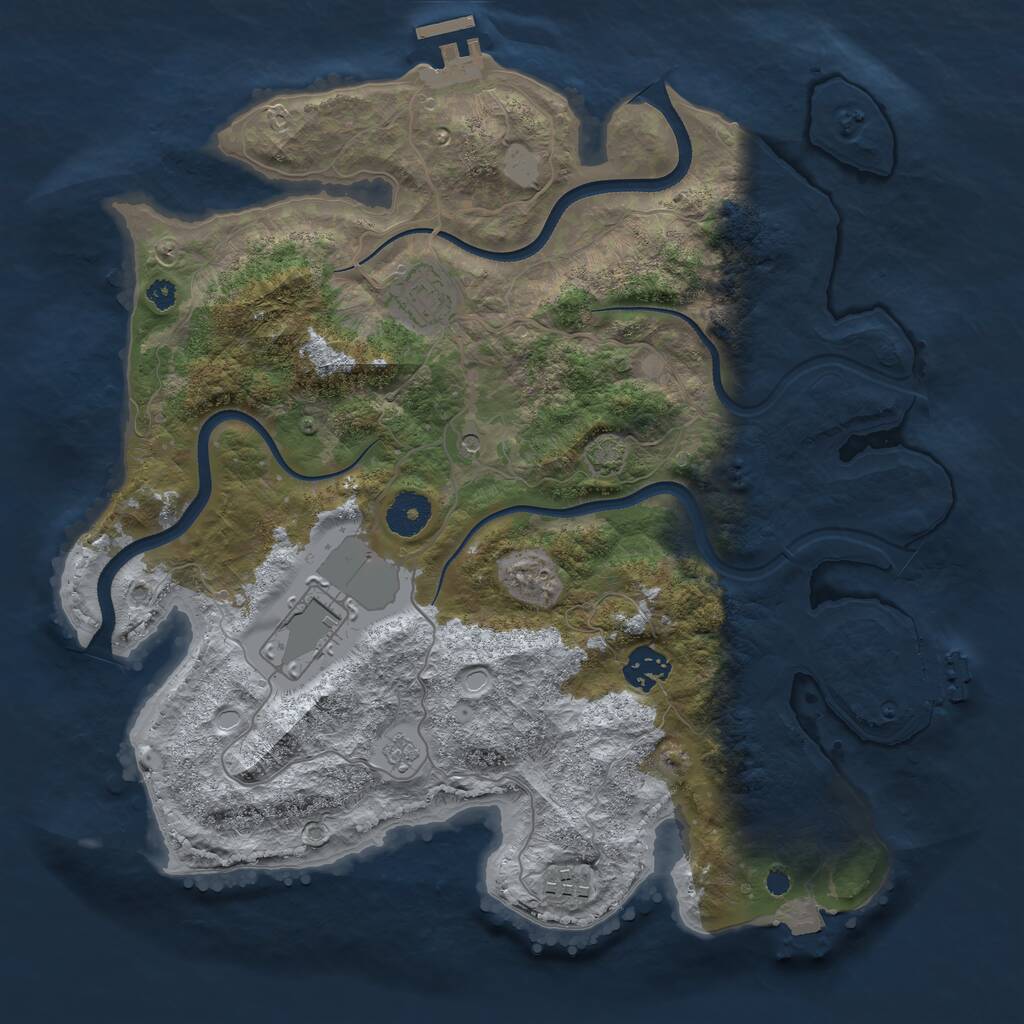 Rust Map: Procedural Map, Size: 3500, Seed: 130356, 10 Monuments