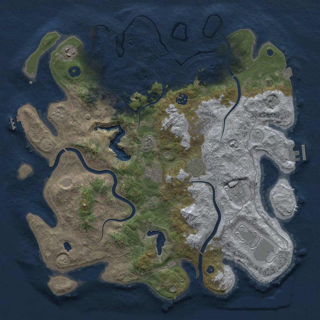 Rust Map: Procedural Map, Size: 4100, Seed: 56136531, 14 Monuments