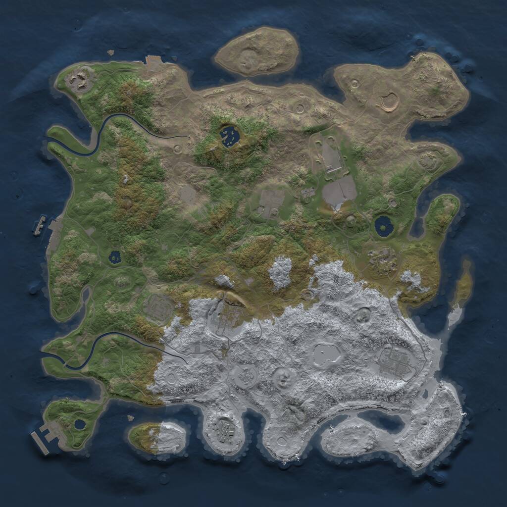 Rust Map: Procedural Map, Size: 3900, Seed: 37128104, 16 Monuments