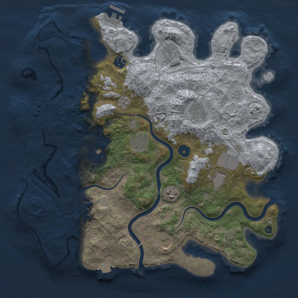Rust Map: Procedural Map, Size: 3750, Seed: 54660676, 15 Monuments
