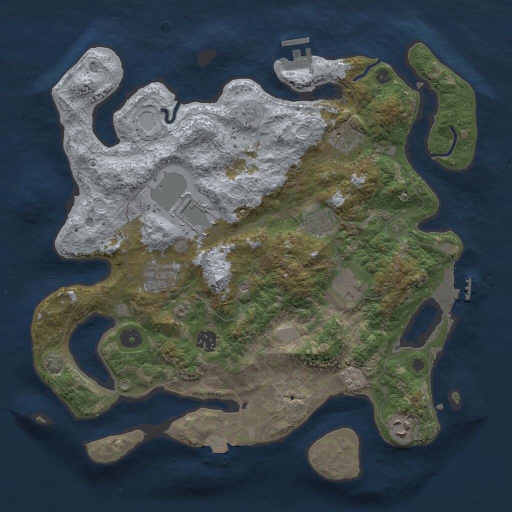 Rust Map: Procedural Map, Size: 3700, Seed: 69179259, 14 Monuments
