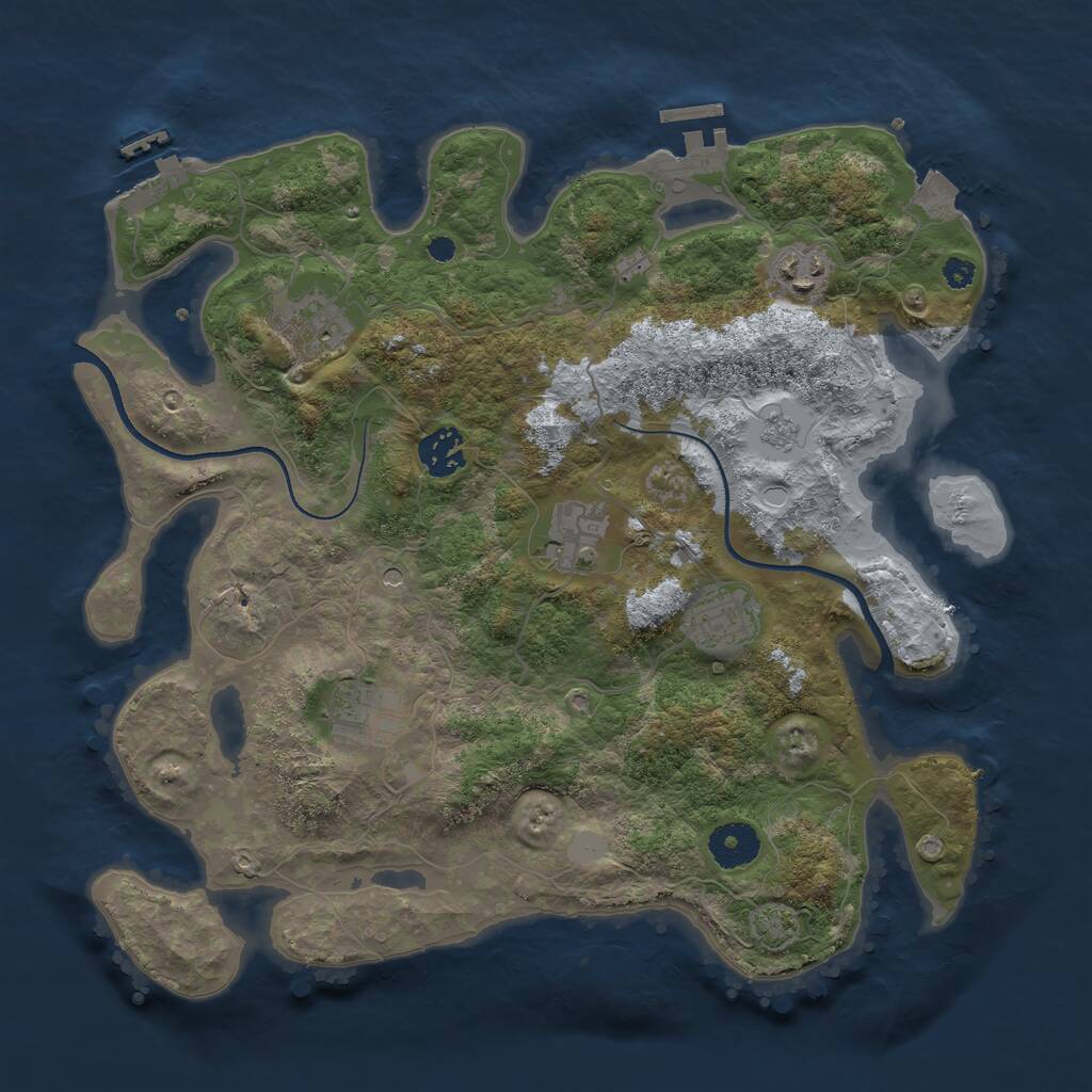 Rust Map: Procedural Map, Size: 3450, Seed: 78984981, 12 Monuments