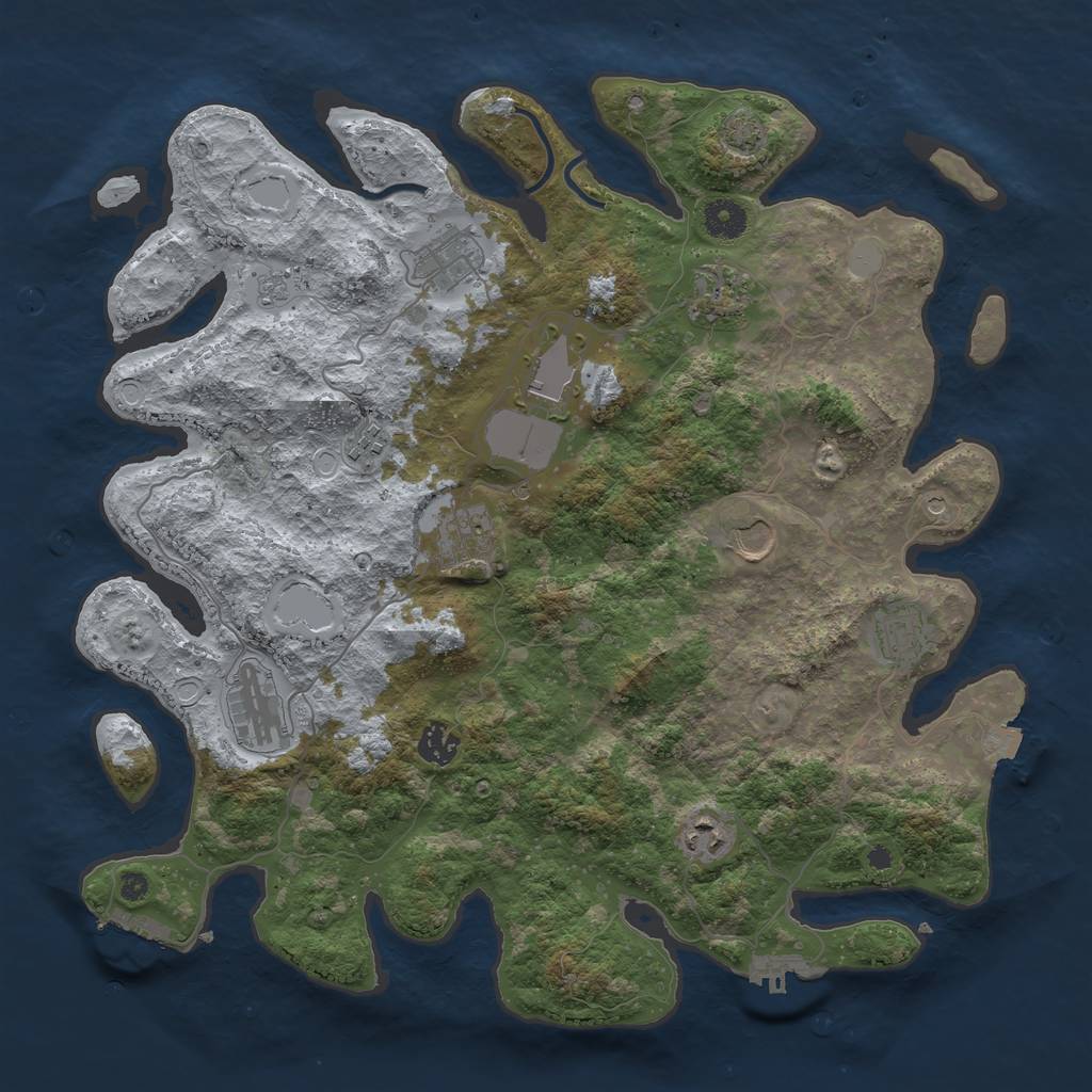 Rust Map: Procedural Map, Size: 3950, Seed: 37648508, 18 Monuments