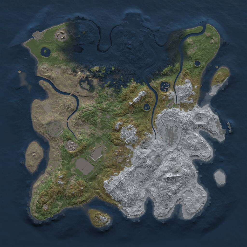 Rust Map: Procedural Map, Size: 3700, Seed: 7009340, 14 Monuments