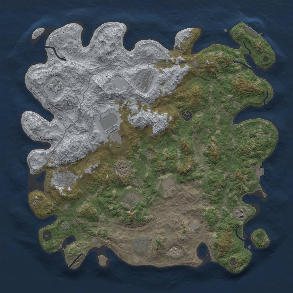 Rust Map: Procedural Map, Size: 4400, Seed: 85138374, 17 Monuments