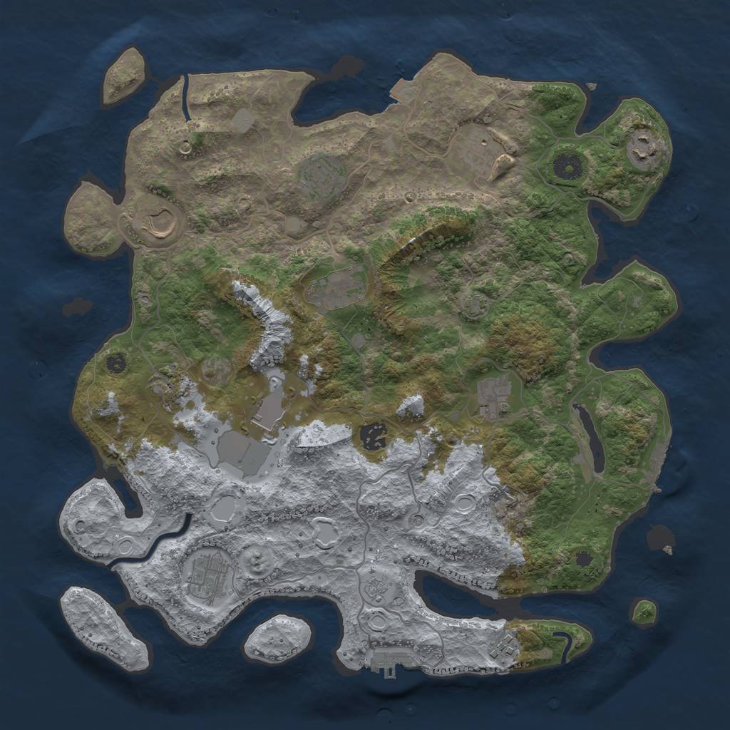 Rust Map: Procedural Map, Size: 3850, Seed: 82197589, 19 Monuments