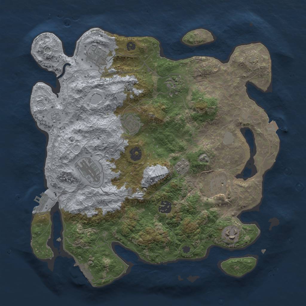 Rust Map: Procedural Map, Size: 3450, Seed: 54857632, 15 Monuments