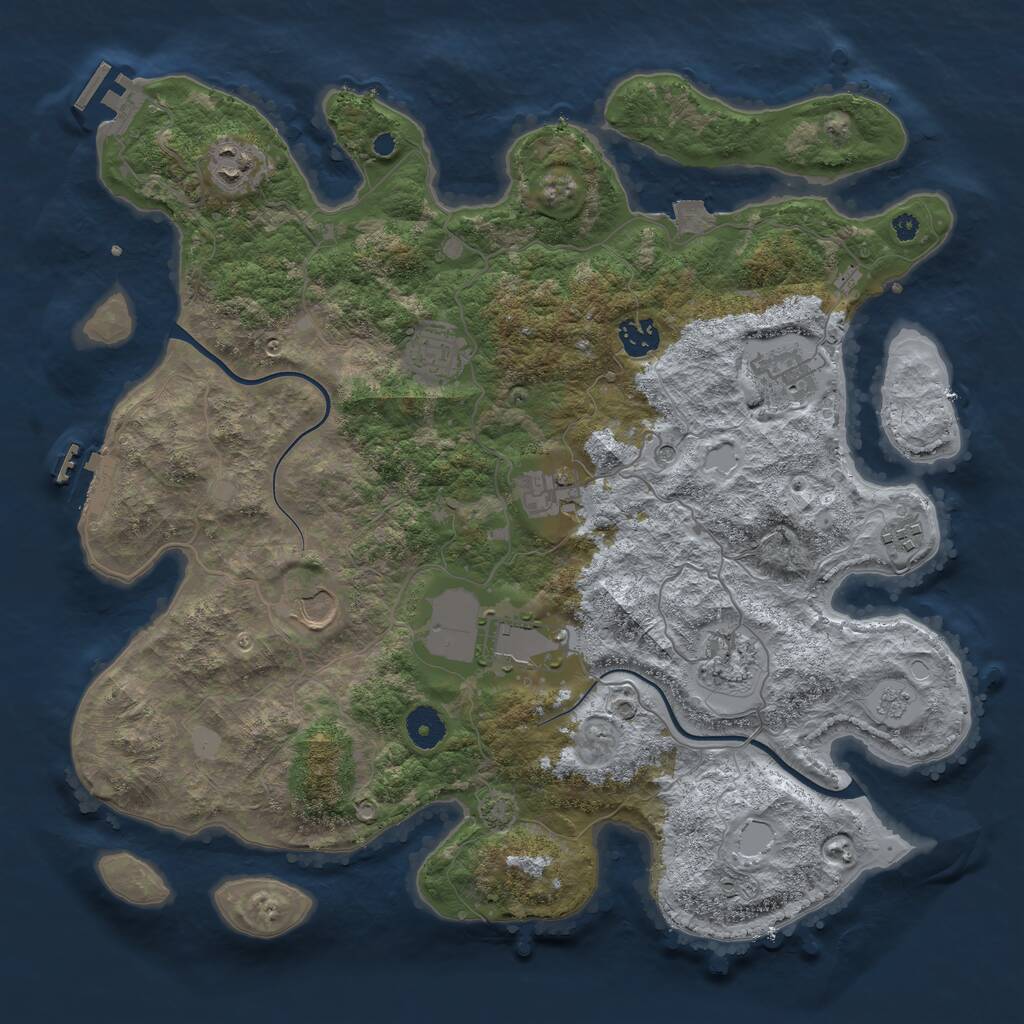 Rust Map: Procedural Map, Size: 3850, Seed: 1868831488, 15 Monuments