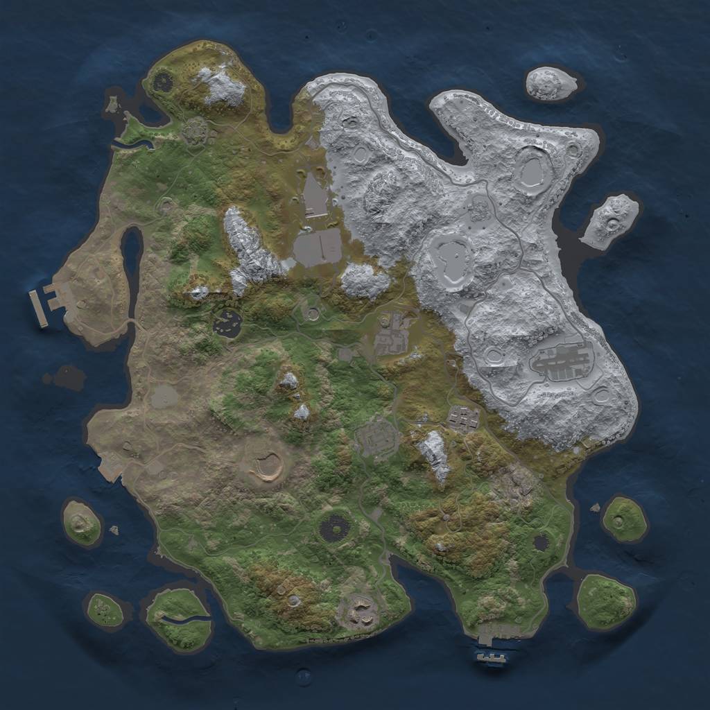 Rust Map: Procedural Map, Size: 3750, Seed: 77913905, 16 Monuments