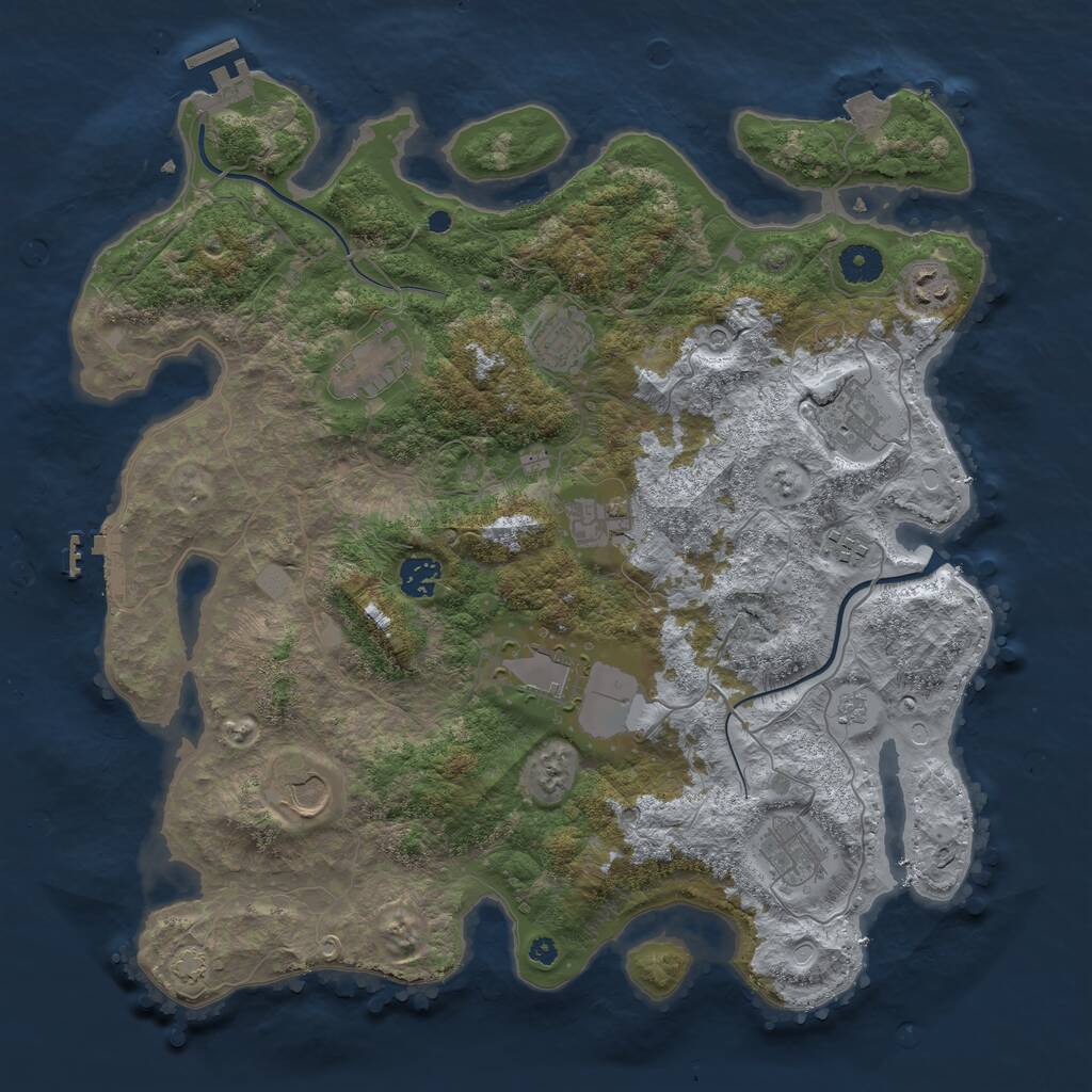 Rust Map: Procedural Map, Size: 3950, Seed: 11328183, 16 Monuments