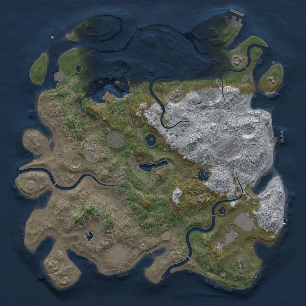 Rust Map: Procedural Map, Size: 4100, Seed: 1111, 16 Monuments