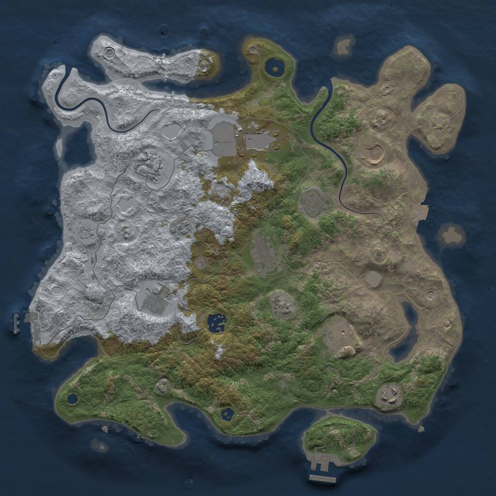 Rust Map: Procedural Map, Size: 3800, Seed: 93435938, 16 Monuments