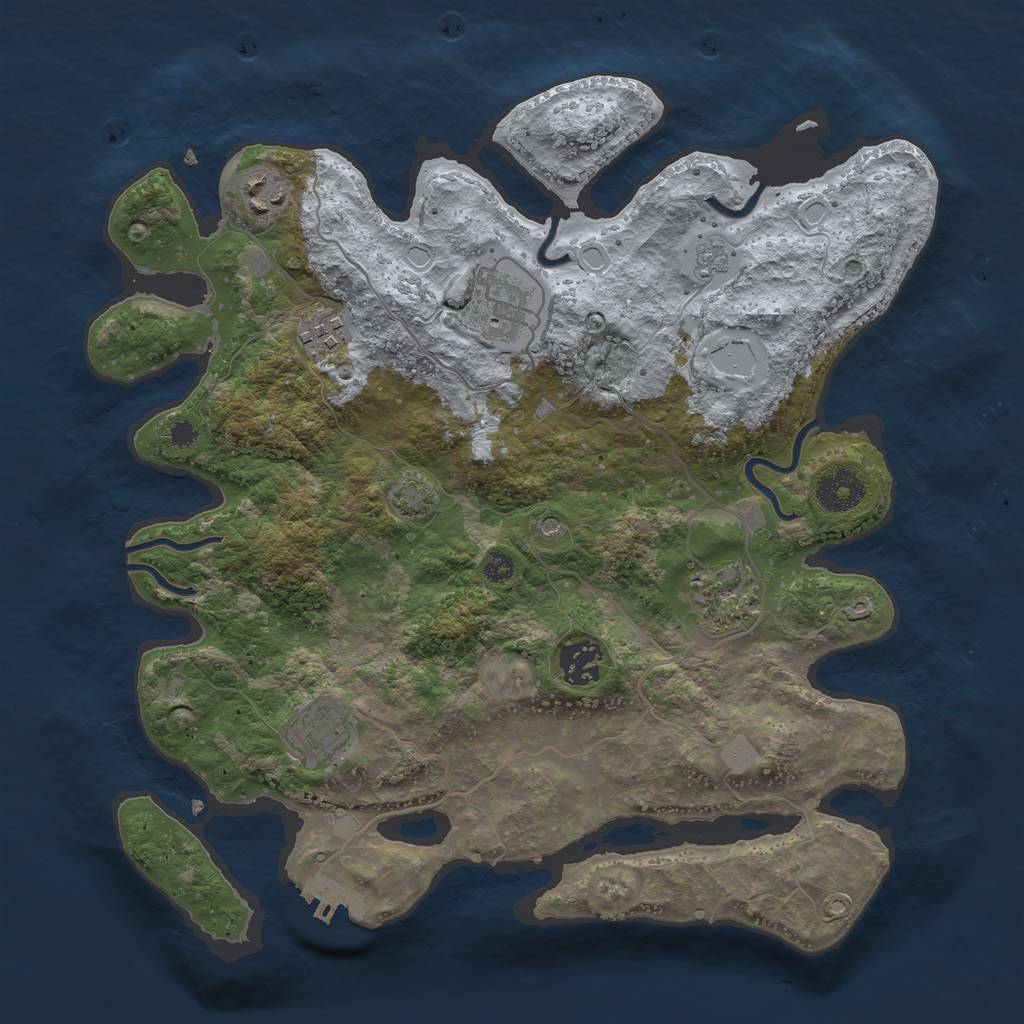 Rust Map: Procedural Map, Size: 3400, Seed: 48732601, 13 Monuments