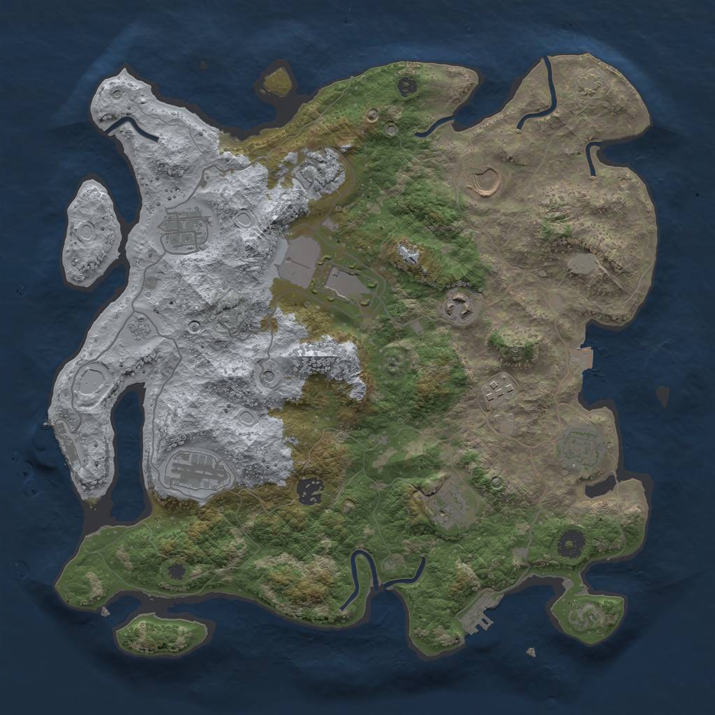 Rust Map: Procedural Map, Size: 3800, Seed: 97911691, 18 Monuments