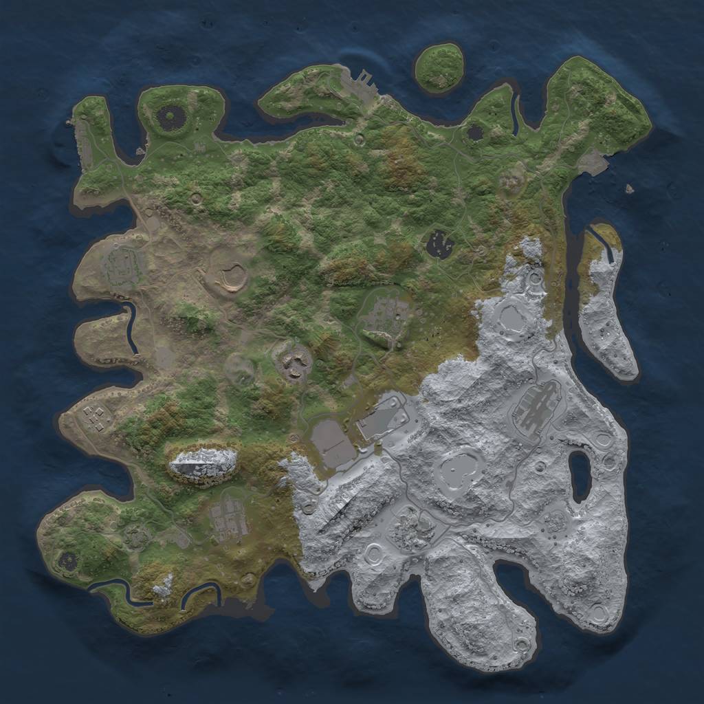 Rust Map: Procedural Map, Size: 3850, Seed: 84396926, 18 Monuments