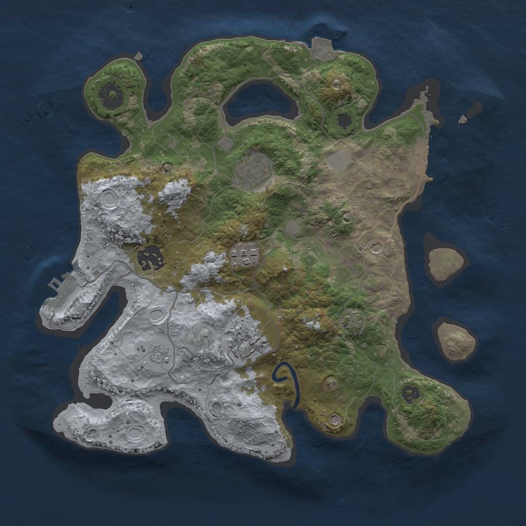Rust Map: Procedural Map, Size: 3000, Seed: 765605718, 12 Monuments