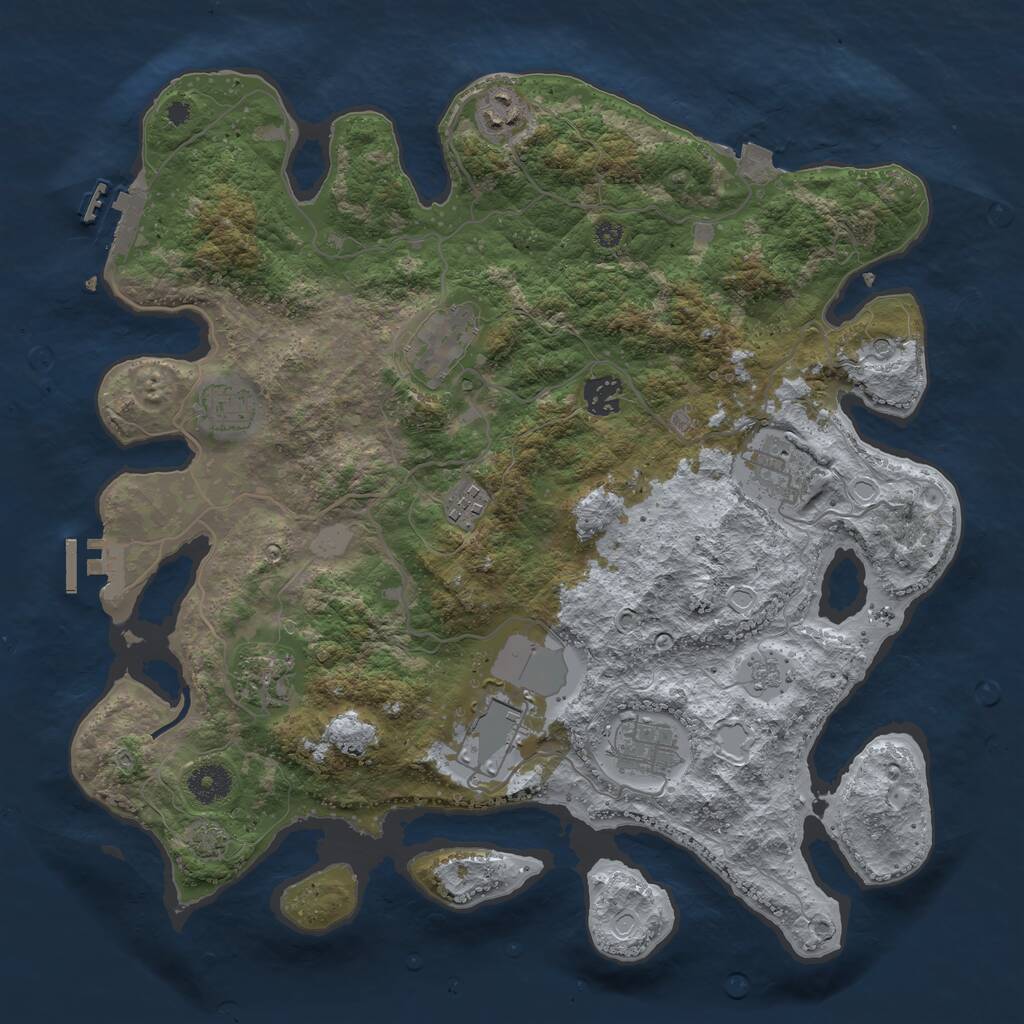 Rust Map: Procedural Map, Size: 3777, Seed: 1555, 15 Monuments
