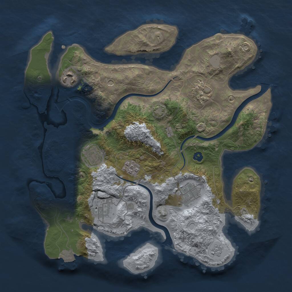 Rust Map: Procedural Map, Size: 3000, Seed: 16705, 10 Monuments