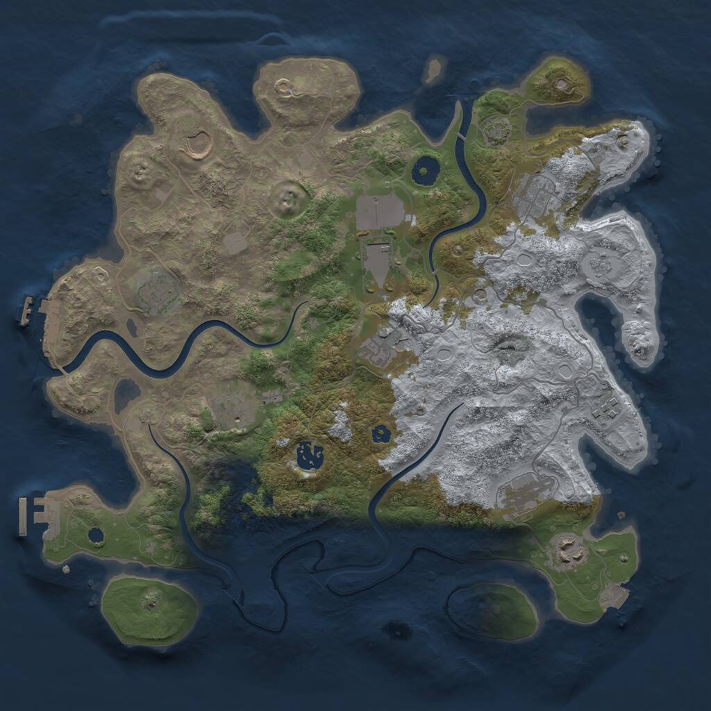 Rust Map: Procedural Map, Size: 3750, Seed: 12342807, 16 Monuments