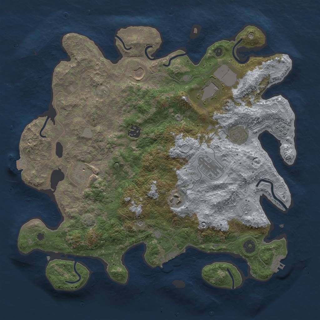 Rust Map: Procedural Map, Size: 3750, Seed: 12342807, 16 Monuments