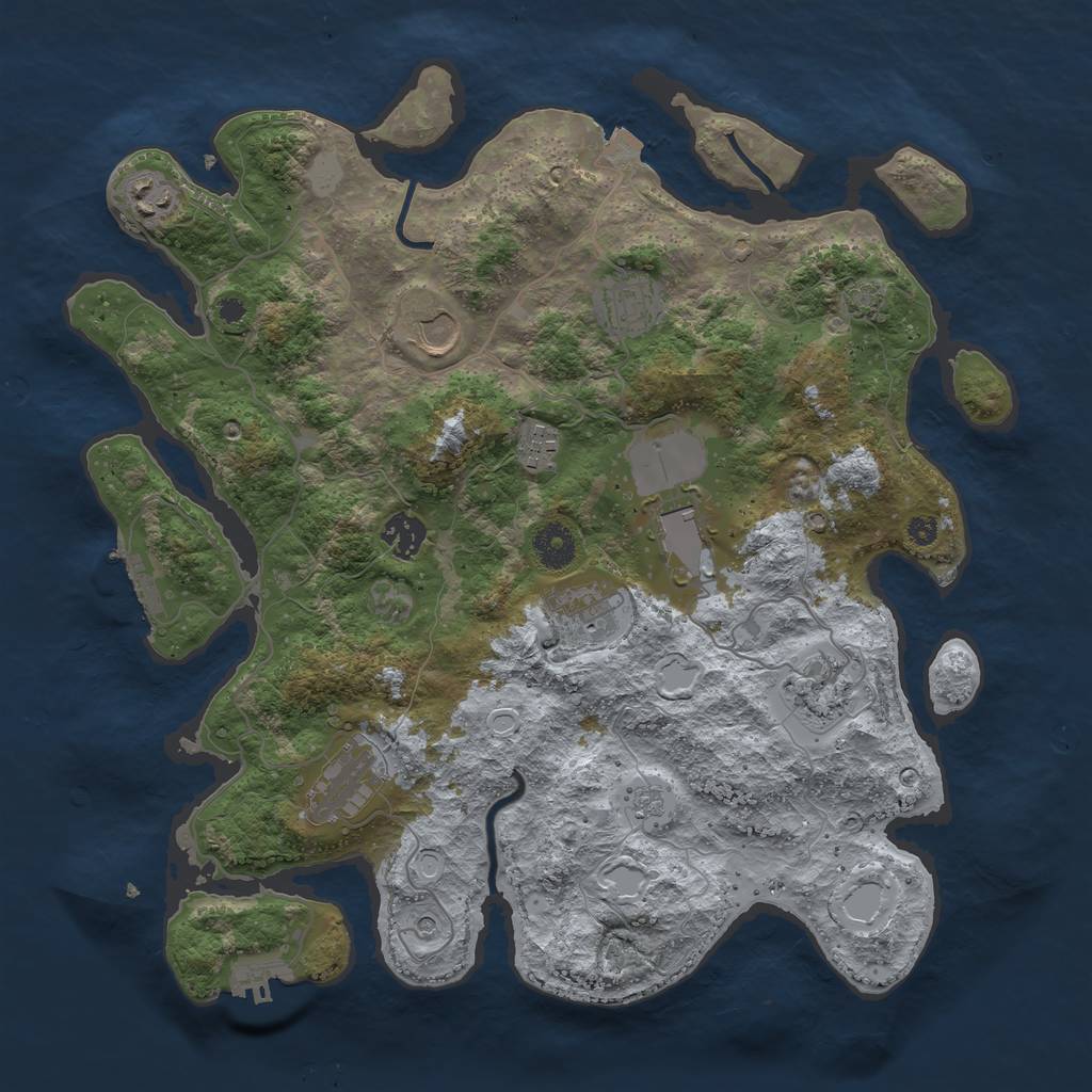 Rust Map: Procedural Map, Size: 3750, Seed: 22790327, 17 Monuments